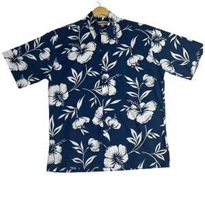 Campia Moda Hawaiian Men’s shirt Size Medium Tropical Blue/White